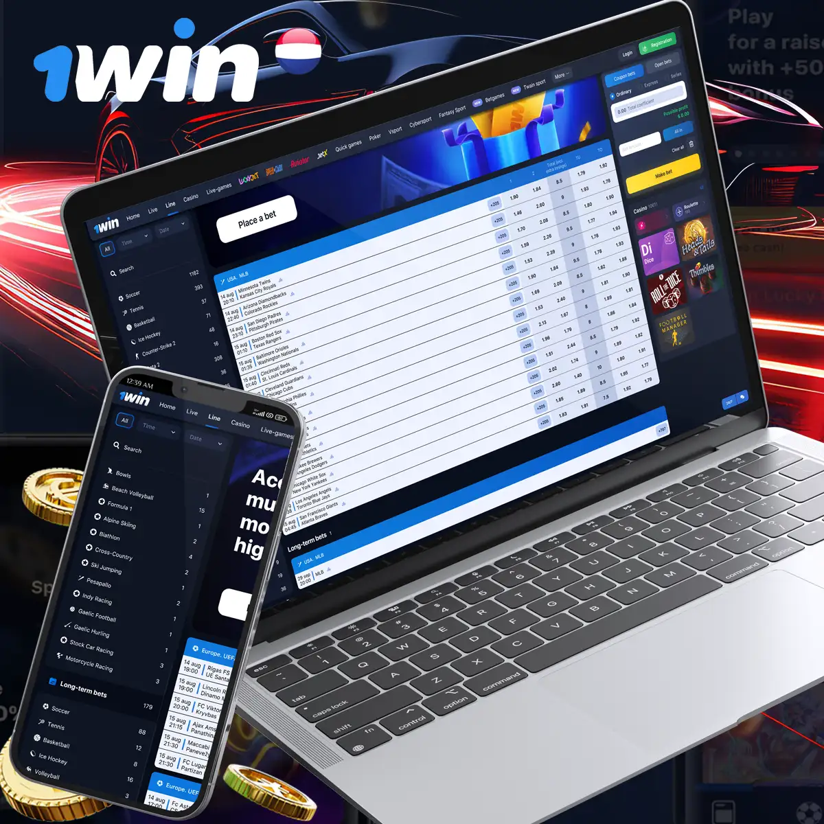 1win sportweddenschappen scherm