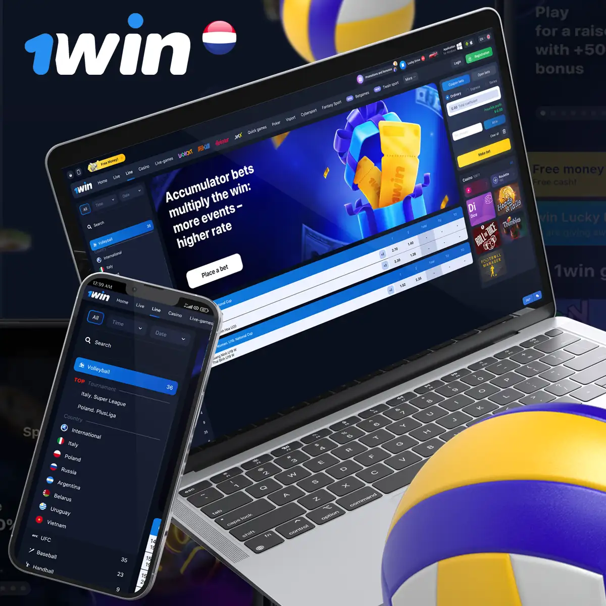 Volleyball betting bij 1win casino